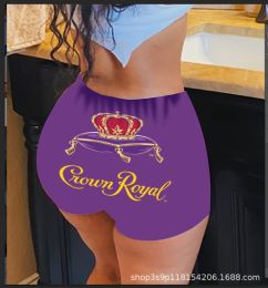 Women's sexy women's tight shorts casual pattern printed shorts yoga pants (Option: 5-2XL)